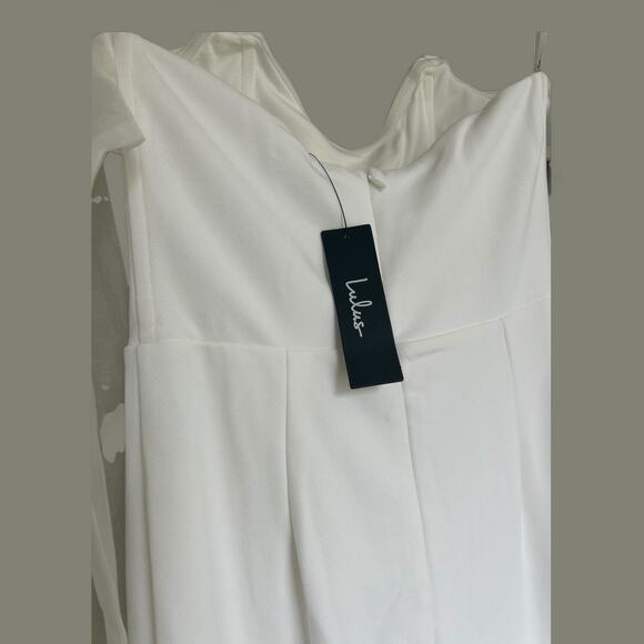 NWT Lulus Pristine Aura White Tie-Strap Off the Shoulder Jumpsuit size Small - Picture 3 of 12